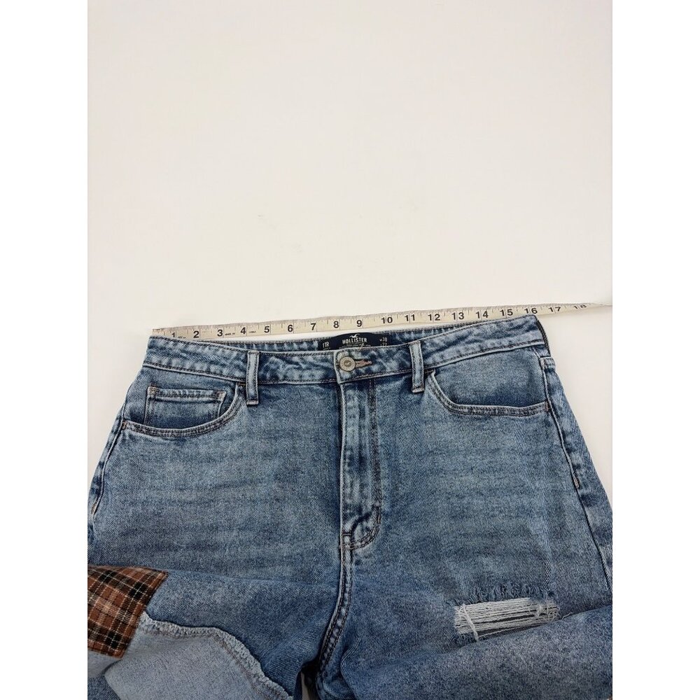 Hollister Ultra High Rise Acid Wash Ripped Patchwork Mom Jeans Womens 30x27 - Picture 7 of 10